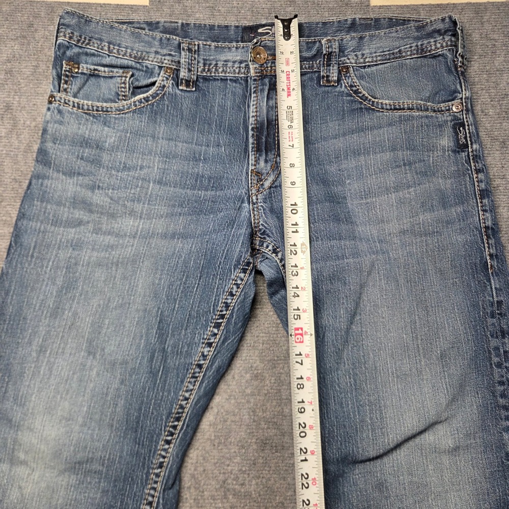 Silver Jeans Co Mens Zac Relaxed Straight Leg Blue Denim Jeans Medium Wash 39x29 - Picture 10 of 16